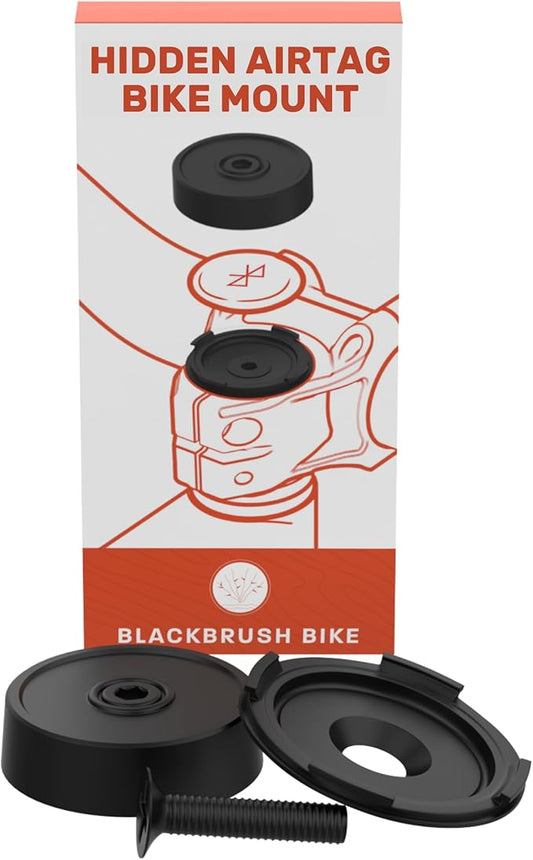 Blackbrush Airtag Bike Mount - Hidden Holder for Airtag & Tile Sticker, Anti-Theft Bicycle Tracker Cap