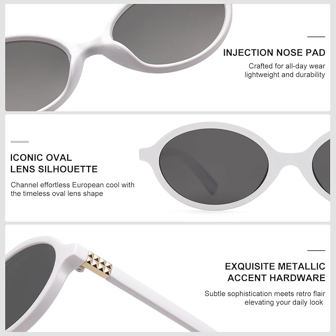 Retro Oval Sunglasses for Women Vintage 90s Y2K Trendy Designer Sun Glasses