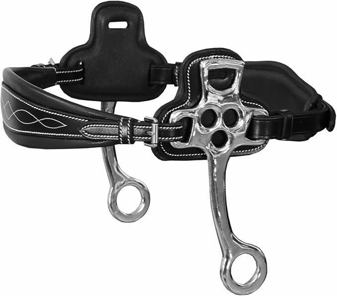 Exion Nova Hackamore Bridle – Anatomical Bitless Horse Bridle with Rubber Reins – Padded Anti-Pressure Crownpiece – Vegetable-Tanned Leather Bitless Bridle for Jumping & Training