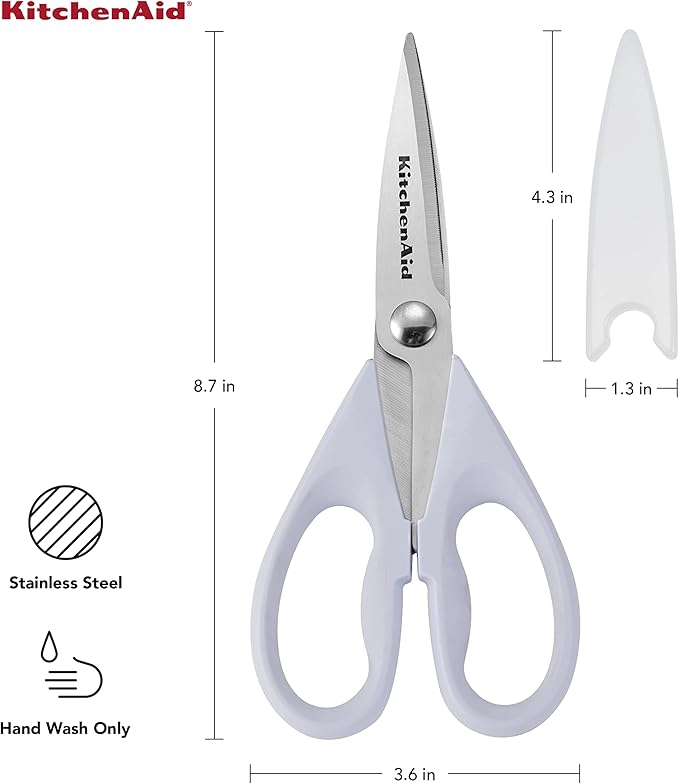 KitchenAid 万能キッチンはさみ 保護シース付き 高耐久ステンレススチール製はさみ 食洗機対応 ソフトグリップで快適なハンドル 8.72インチ ラベンダークリーム