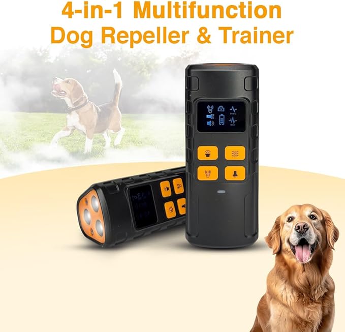 Superious Dog Bark Deterrent Device 4-in-1 Ultrasonic Anti Barking Control, 3X Ultrasonic Power, 6 Training Modes, 60FT Range, Indoor Outdoor, Rechargeable, IPX6 Waterproof, Compact with Flashlight