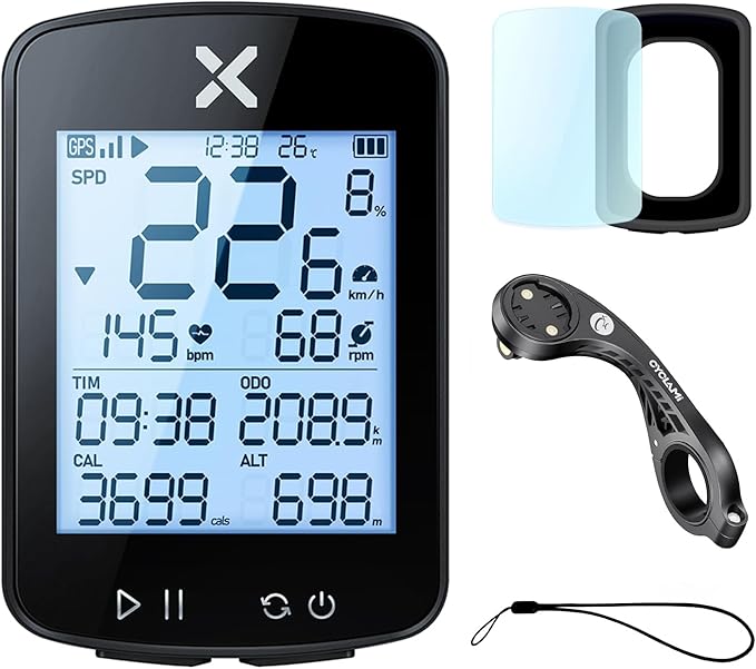 XOSS G+ Gen2 GPS Bike Computer with Mount, 2.2" Bluetooth Wireless Cycling Speedometer, Type-C Multifunctional ANT+ Bicycle Odometer with Auto Backlight and IPX7 Waterproof Bike Tracker (4 in 1)