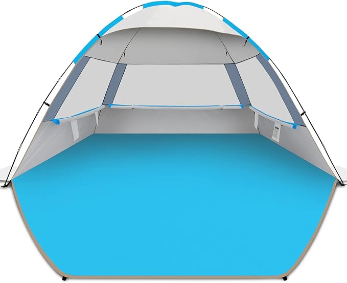 Gorich Beach Tent Sun Shelter for 3/4/6/8/10 Person with UPF 50＋ UV Protection, Lightweight & Easy Setup Beach Shade Canopy, Portable Beach Shade Tent Beach Cabana