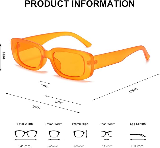 BUTABY Rectangle Sunglasses for Women Retro Driving Glasses 90’s Vintage Fashion Narrow Square Frame UV400 Protection