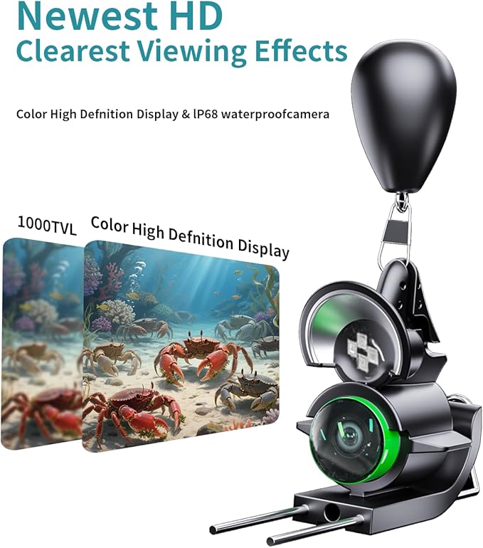 Fishing Camera with Infrared Night Vision Light,220° Wide Angle Monitoring of Fish，Portable Fish Finder with 100ft Cable, 4.3 Inch LCD and Upgraded HD Lens for Ice Lake Boat Kayak Fishing