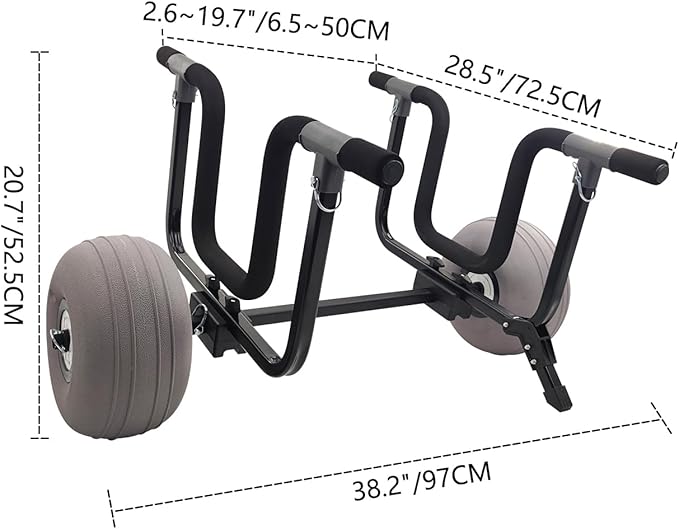 Kayak Cart, Detachable Kayak Dolly Cart Paddle Board Cart with 11" Balloon Wheels for All Terrain