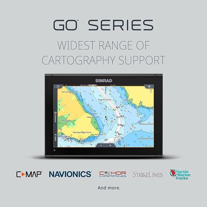 Simrad GO チャートプロッター兼魚探、振動子およびレーダーオプション付き、C-MAP Discoverチャートカードをプレインストール