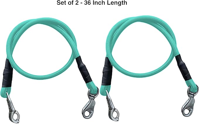 Majestic Ally Pack of 2, Bungee Trailer Tie for Horse Haulage with Panic Snap and Bull Snap - 36 Inch (Turquoise)