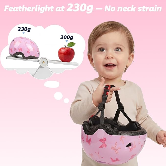 Toddler Helmet with Knee Pads and Elbow Pads Set for Kids Age 1-3, Adjustable Infant Baby Bike Helmet for Girls Boys for Balance Bike, Scooter, Bicycle