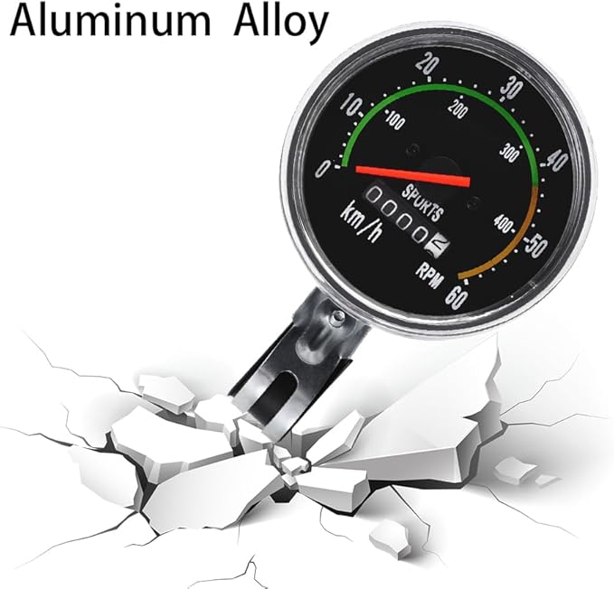 Tiiyee Bike Speedometer, Mechanical Analog Odometer Old School Style Bicycle Computer Code Table Aluminum Alloy Stopwatch Cyclocomputer Accessories for 26in 27.5in 28in 29in Outdoor Cycling Tricycle