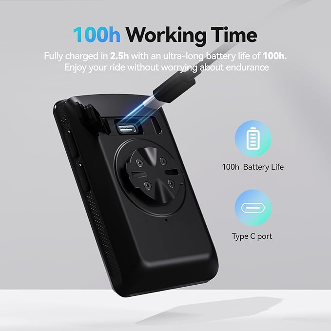 CYCPLUS Bike Computer GPS Wireless, ANT+ Cycling Computer GPS with Bluetooth, 2.8" LCD Screen,100+ Hours Battery Endurance Bike Speedometer with Auto Backlight IP67 Waterproof