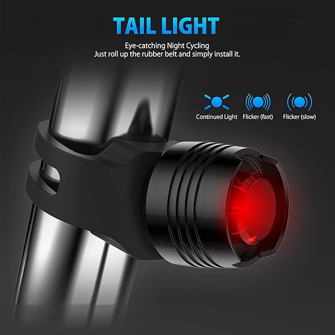 VLOXO Bike Speedometer with LED Bike Light, IP65 Waterproof Bicycle Odometer with Horn LED Front & Tail Light USB Rechargeable Bicycle Computer