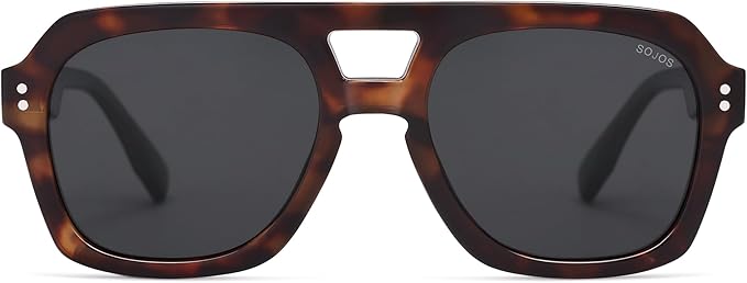 SOJOS Retro Thick Polarized Aviator Sunglasses for Women Men, Large Trendy Bold Square Pilot Shades SJ2385