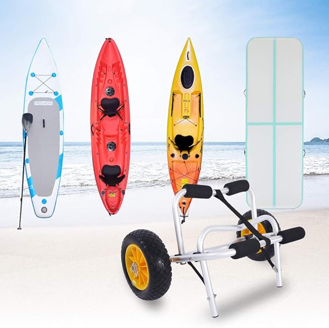 Ktaxon Kayak Cart Boat Canoe Carrier Dolly Trailer Tote, Foldable Paddle Board Trolley Boat Trailer Transport with NO-Flat Airless Tires Wheels