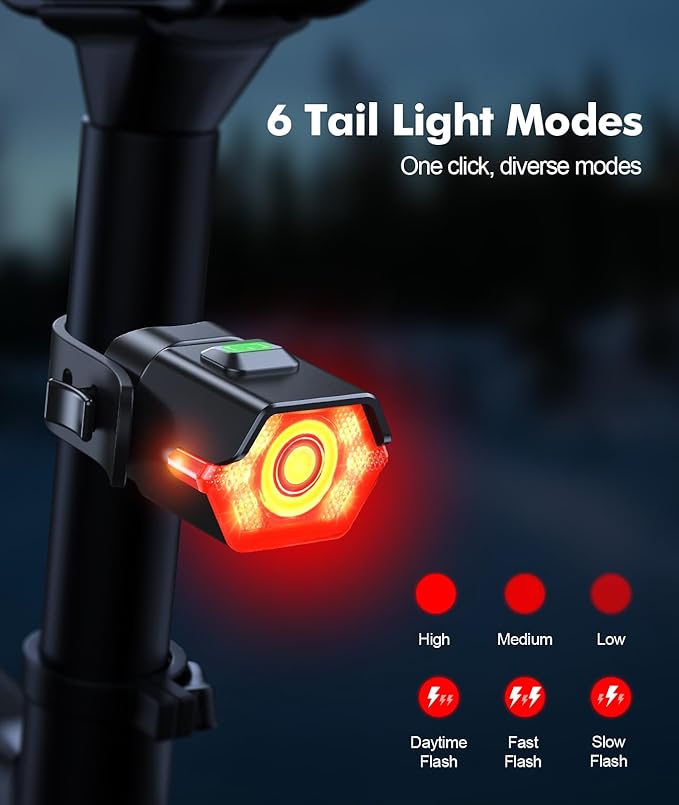 Zewdov High Lumen Super Bright Bike Lights for Night Riding, Adjustable Modes Bicycle Lights Front and Rear, Rechargeable & IP65 Waterproof Bike Headlight and Taillight Set for Cycling Electronics