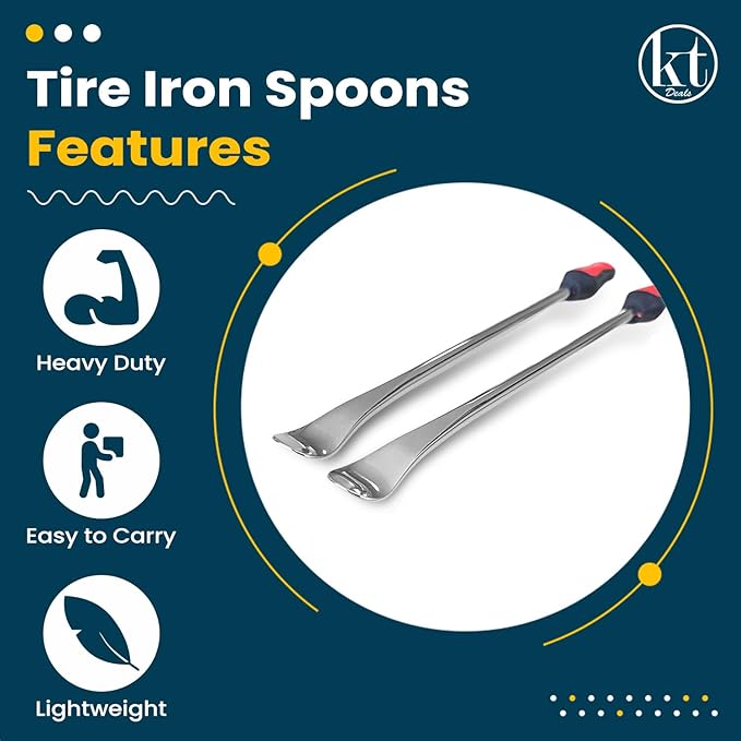 14.5" Tire Spoons Motorcycle Tire Iron Levers Pry Bar Set Changing Tires Removal Repair Tool Kit Tyre Changer Remover Metal Steel for Dirt Bike Scooter Bicycle Mower 14.5 inch Long (3)