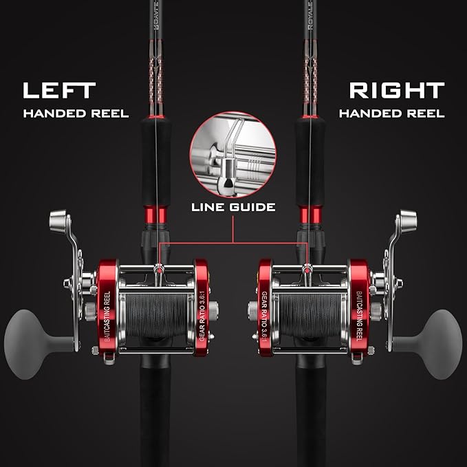 KastKing Rover Round Baitcasting Fishing Reel, Perfect Conventional Reel for Catfish, Salmon/Steelhead, Striper Bass and Inshore Saltwater Fishing Reel, Reinforced Metal Body