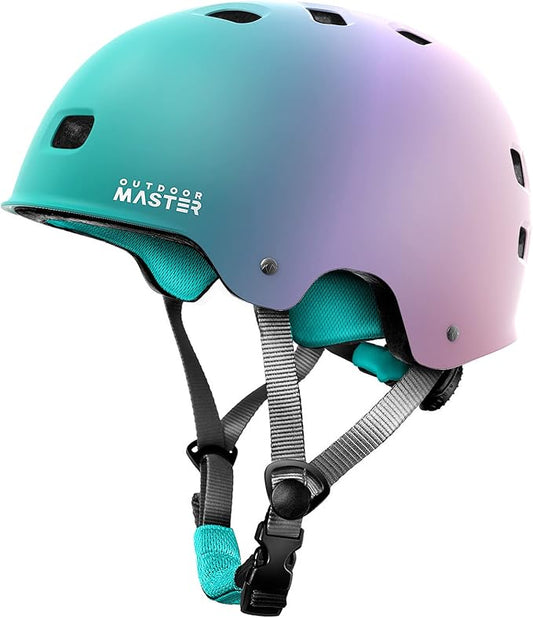OutdoorMaster スケートボード サイクリング ヘルメット - 取り外し可能なライナー2枚付き 通気性 多用途 スポーツ スクーター ローラースケート インラインスケート ローラーブレード 子供 ユース 大人用