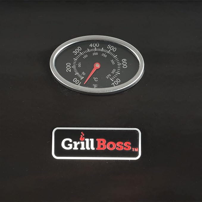 Grill Boss 4 Burner Propane Gas BBQ, Portable w/ Lid, Wheels & Side Shelves, Black - Grilling Accessories and Equipment for Camping, Tailgating, Outdoor Barbecue and Cooking