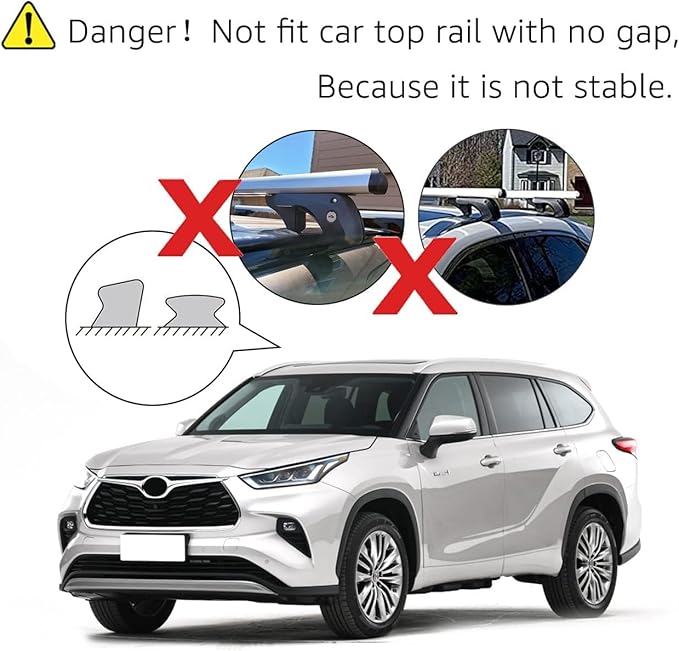 Amazon Basics Cross Rail Roof Rack, 56 inches, Fits up to 49.6" Spans between Raised Side Rails with Gap, 2-Pack, Black/Silver