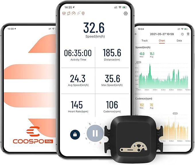 COOSPO Bike Computer Wireless GPS, Bike Speedometer with Auto Backlight, Bluetooth ANT Cycling GPS Computer, Bicycle Computer BC200 with Waterproof, Compatible with CooSporide app