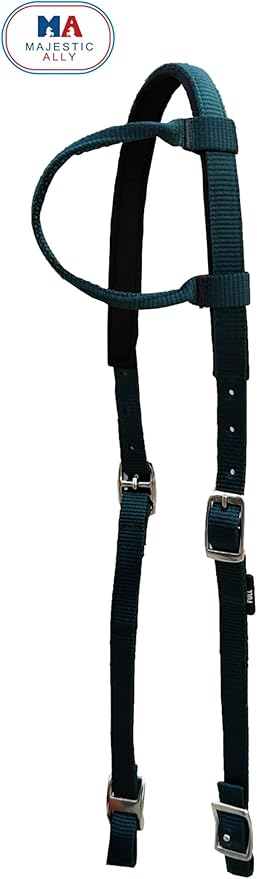 Majestic Ally Nylon Padded Sliding Single Ear Headstall for Horses- Set of 2 - Multiple Colors