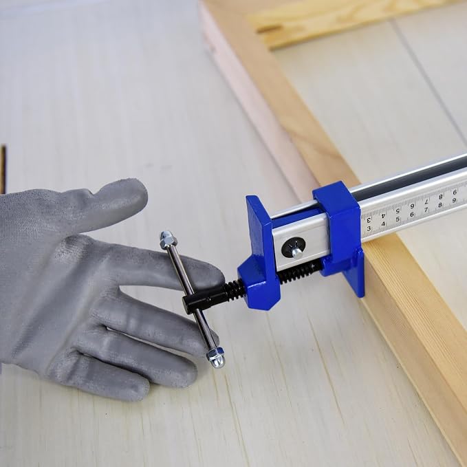 FEIRONG 48 Inch Heavy Duty Bar Clamps (2 Pack) - Dual-Scale Ruler (Inch & CM), 330LB Capacity, 90° Angled Jaws for Cabinet Making, Door Assembly, Professional Woodworking (Blue)