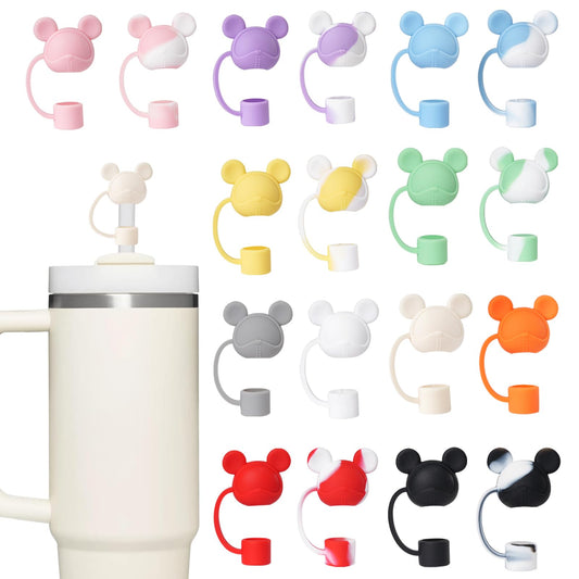 HIUSITY Straw Cover for Stanley CupCute Straw Topper Compatible with 40Oz Tumbler with Handle10mm Silicone Straw Covers Caps ToppersDust-Proof Reusable Stanley Cup Accessories Bear 18Pcs