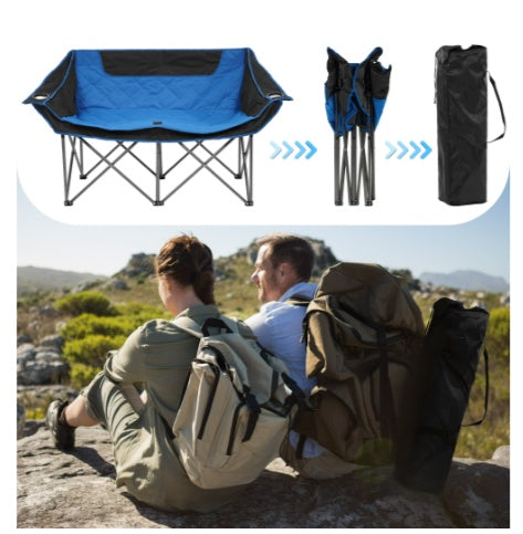 Outdoor Camping Chair, Oversized Recliner With Armrests, Cup Holder And Carrying Bag, Outdoor Heavy Duty Folding Chair