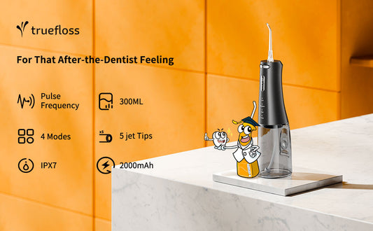 Cordless Water Dental Flosser, 4 Modes 5 Jet Tips Replacement, IPX7 Waterproof,300ML Removable Water Tank Powerful Battery &Type-C Charge Oral Irrigator For Business Travel