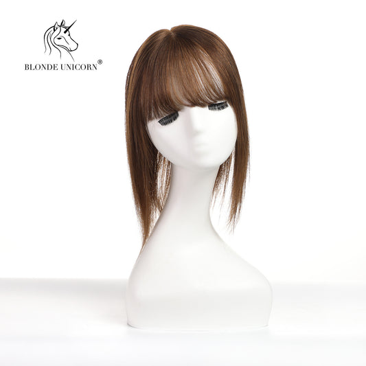 Blonde Chestnut Brown Hand Made Real Human Hair Toppers For Women