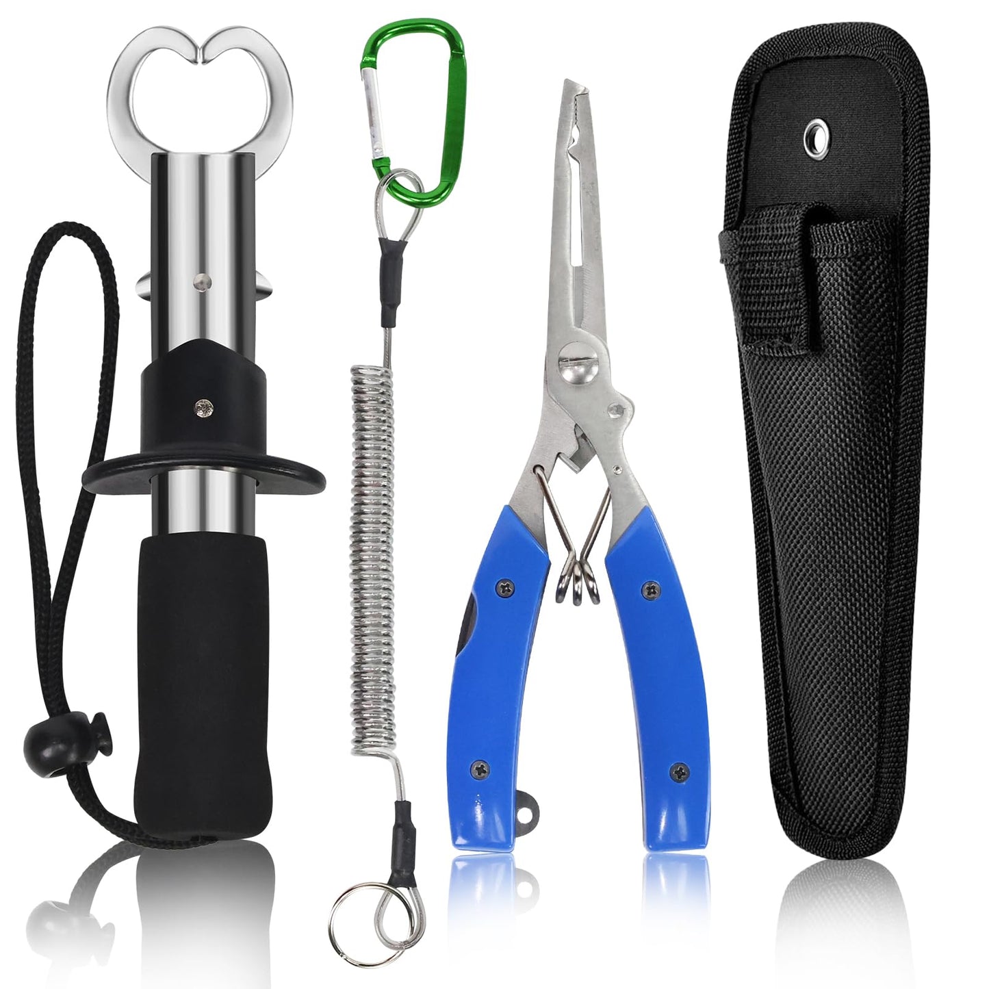 Fishing Tools Kit-Fishing PlierFish GripperMuti-Function Line Cutter Hook Remover and Split Ring Pliers for Fly FishingIce FishingSet Saltwater Fishing Gear with Sheath LanyardFishingGift for Men