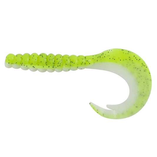 Dr.Fish 10個パック グラブソフトフィッシング ルアー 3インチ ソフトプラスチックベイト フィッシングワーム スイムベイト リボンテールシャッドベイト 淡水バス釣りルアー クラッピー ウォールアイ パンフィッシュ用 イエローとホワイト