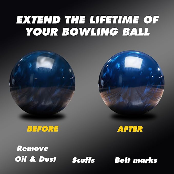 Bowling Ball Cleaner Spray with Microfiber Towel - Removes Oil, Dust & Scuffs, Gentle Formula for All Ball Types, Portable 6.7 fl oz Bottle