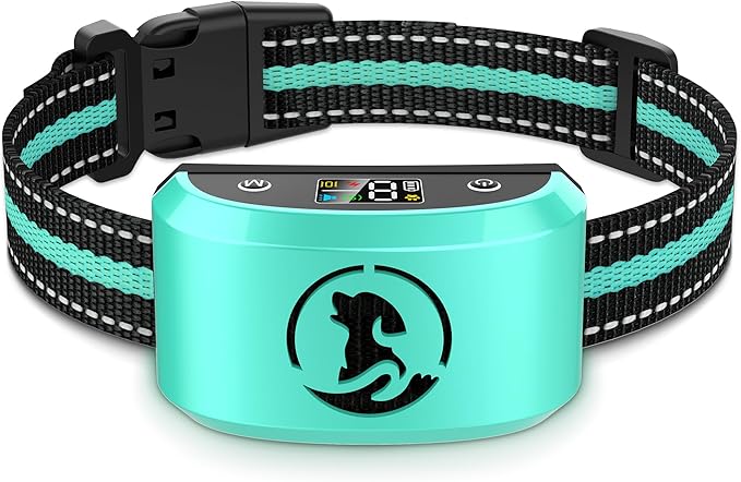 Dog Bark Collar for Large Medium Small Dogs, BXQ Effective No-Bark Device Collar, Automatic Smart Stop Barking Collars with 8 Sensitivity Vibration, IP67 Waterproof and Rechargeable, Tiffany