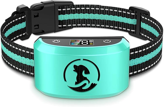 Dog Bark Collar for Large Medium Small Dogs, BXQ Effective No-Bark Device Collar, Automatic Smart Stop Barking Collars with 8 Sensitivity Vibration, IP67 Waterproof and Rechargeable, Tiffany