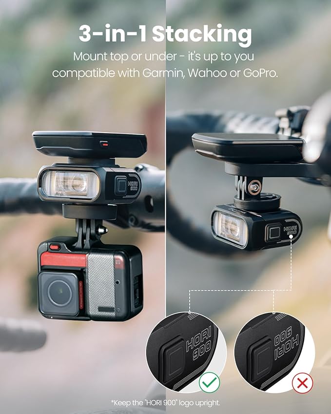 Magicshine Hori 900 Compatible with Garmin/Wahoo Bike Computer Dual Mounted Bike Light 900 Lumens Super Bright Independent DRL Fast USB-C Charging IPX6 Waterproof Rating Bicycle Headlight