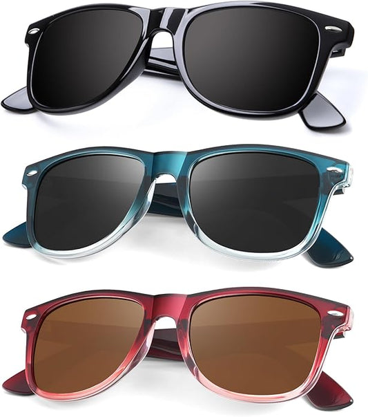 KALIYADI Polarized Sunglasses for Men and Women Matte Finish Sun glasses Color Mirror Lens UV Blocking (3 Pack)