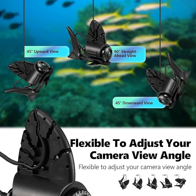 𝟮𝟬𝟮𝟲 𝗡𝗘𝗪 Underwater Fishing Camera 4.3'' IPS 1000TVL w/ 5000mAh, [30°~150° Angle Fin] Ice Fishing Camera Underwater Portable Fish Finder Fishing Gift for Men, IR, Boat and Kayak Fishing, 65FT