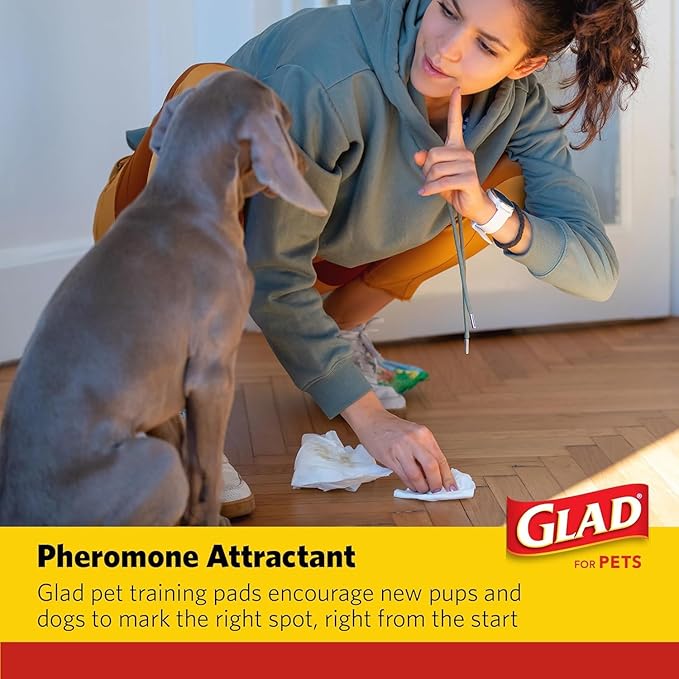 Glad for Pets Activated Carbon Puppy Training Pads with Chew Deterrent and Attractant, Odor Control, 23 x 23 Inch Disposable Dog Pee Pads, 6-Layer Leak-Resistant Potty Pads, 50 Count - 4 Pack