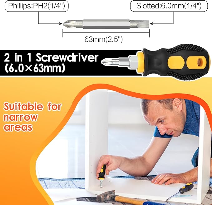 9pcs Magnetic Screwdrivers Set, Including 12in Phillips and Slotted Screwdrivers, with Non-Slip Cushioned Handle Grip