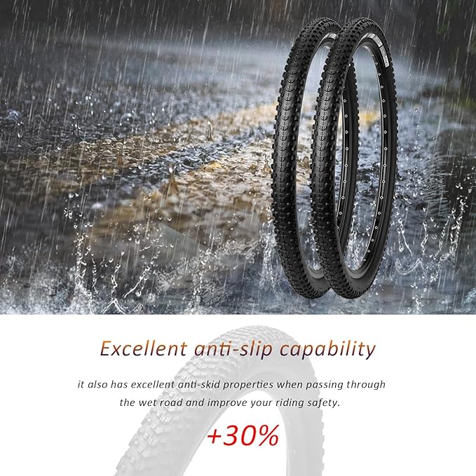 26/27.5/29x2.25 inch Mountain Bike Tire Set 2 Pack 26/27.5/29x2.25 Mountain Bicycle Tires 60TPI Kevlar Foldable and Pair 26/27.5/29 inch Bike Inner Tubes with 2 Pcs Tire Levers