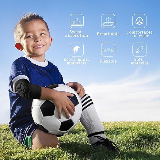 EULANT Soft Elbow Pads and Knee Pads for Kids Basketball Soccer,Breathable & Lightweight Compression Elbow and Knee Pad Guards,Sports Gear for Baseball Football Volleyball Wrestling Cycling(Large)