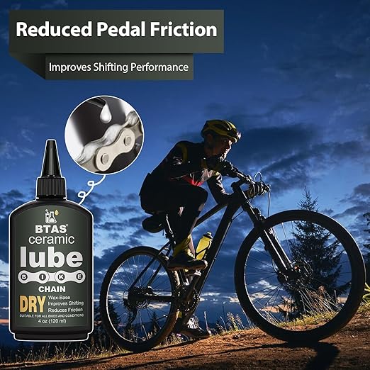 BTAS Dry Bike Chain Wax Lube 4 oz for Road,Mountain Bike,MTB & Bicycle Chain Lubricant Oil with Ceramic Nanoparticle and PTFE (Teflon)