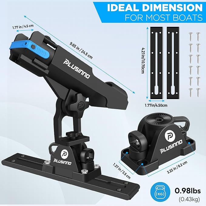 PLUSINNO 2-in-1 ボート用ロッドホルダー カヤック ロッドホルダー トラックマウント/デッキマウント用 釣り竿ホルダー 保護ストラップ付き 釣り道具 釣りアクセサリー ギフト