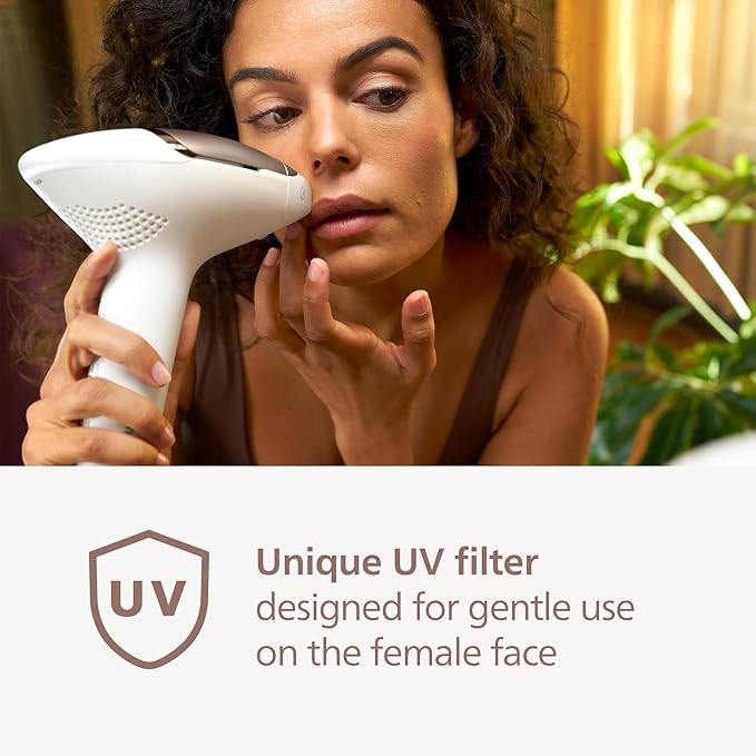Philips Lumea 9000 Series IPL Hair Removal Device, Visible Permanent Laser Hair Reduction Done at Home, for Women & Men, SenseIQ Technology, 4 Attachments for Body, Face, Bikini & Underarms, BRI984/03