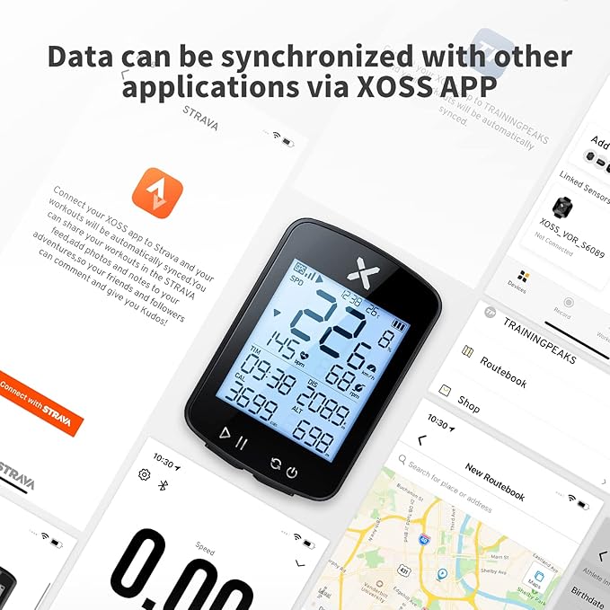 XOSS G+ Gen2 GPS Bike Computer with Mount, 2.2" Bluetooth Wireless Cycling Speedometer, Type-C Multifunctional ANT+ Bicycle Odometer with Auto Backlight and IPX7 Waterproof Bike Tracker (4 in 1)