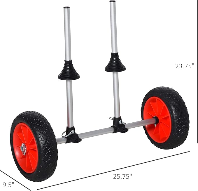 Soozier Kayak Cart, Trolley Trailer Kayak Wheels with Strong Aluminum Frame, Adjustable Width Crossbar, & Large Tires
