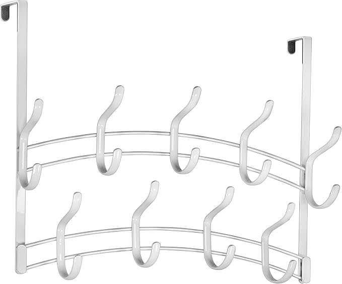 LYNK Professional® Home™ Over The Door Hooks - 18 Hook Over The Door Hanger - Over Door Coat Rack - Hanging Towels or Clothes - Bathroom, Bedroom or Laundry Room - Lifetime Ltd. Warranty – White