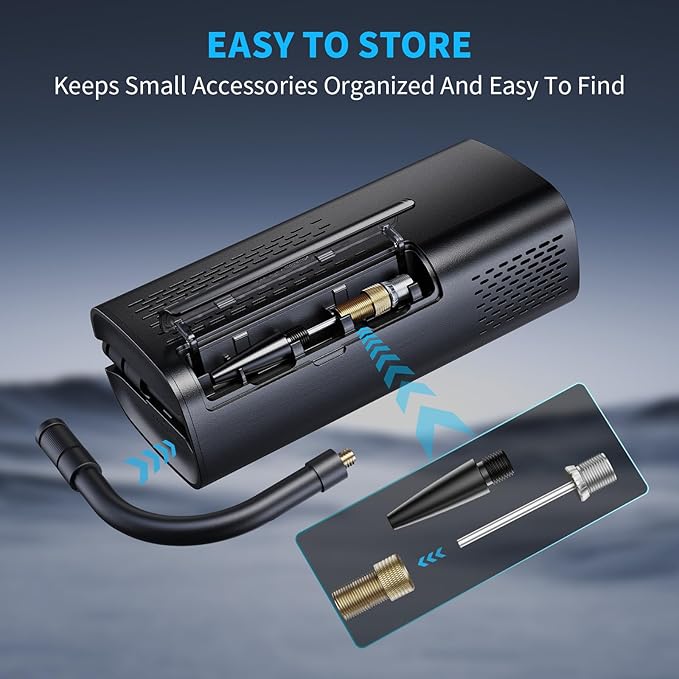 OlarHike Tire Inflator Portable Air Compressor, 5000mAh,Smart Dual Hose System, Auto Air Pump for Car Tires, Balls,Bike,Bicycle, Motorcycles, with LED Light & Digital Pressure Gauge